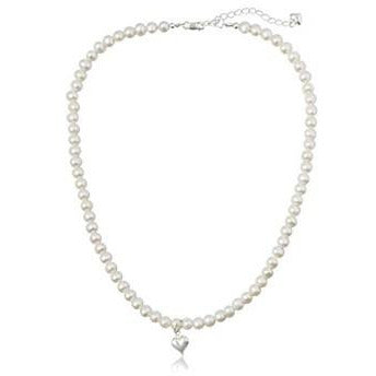 Princess Pearl Necklace with heart + 3 inch extender 