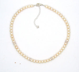 Sterling Silver Children's Pearl CZ. Roundel Necklace