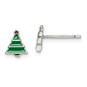 Sterling Christmas Tree children's stud earrings