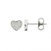 Sterling Diamond hearts post stud