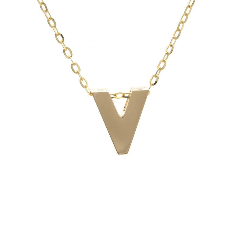 Gold Letter Initial Necklace v
